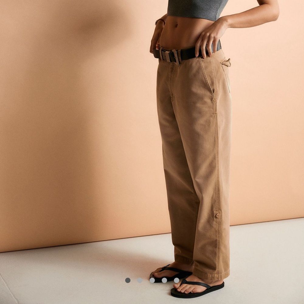 Free People Straight Leg Pants in Tan